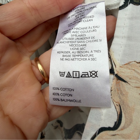 The Leandra Shirred Yoke Blouse by Maeve I Anthropologie XL Dog Print Shirt Top - Picture 5 of 5